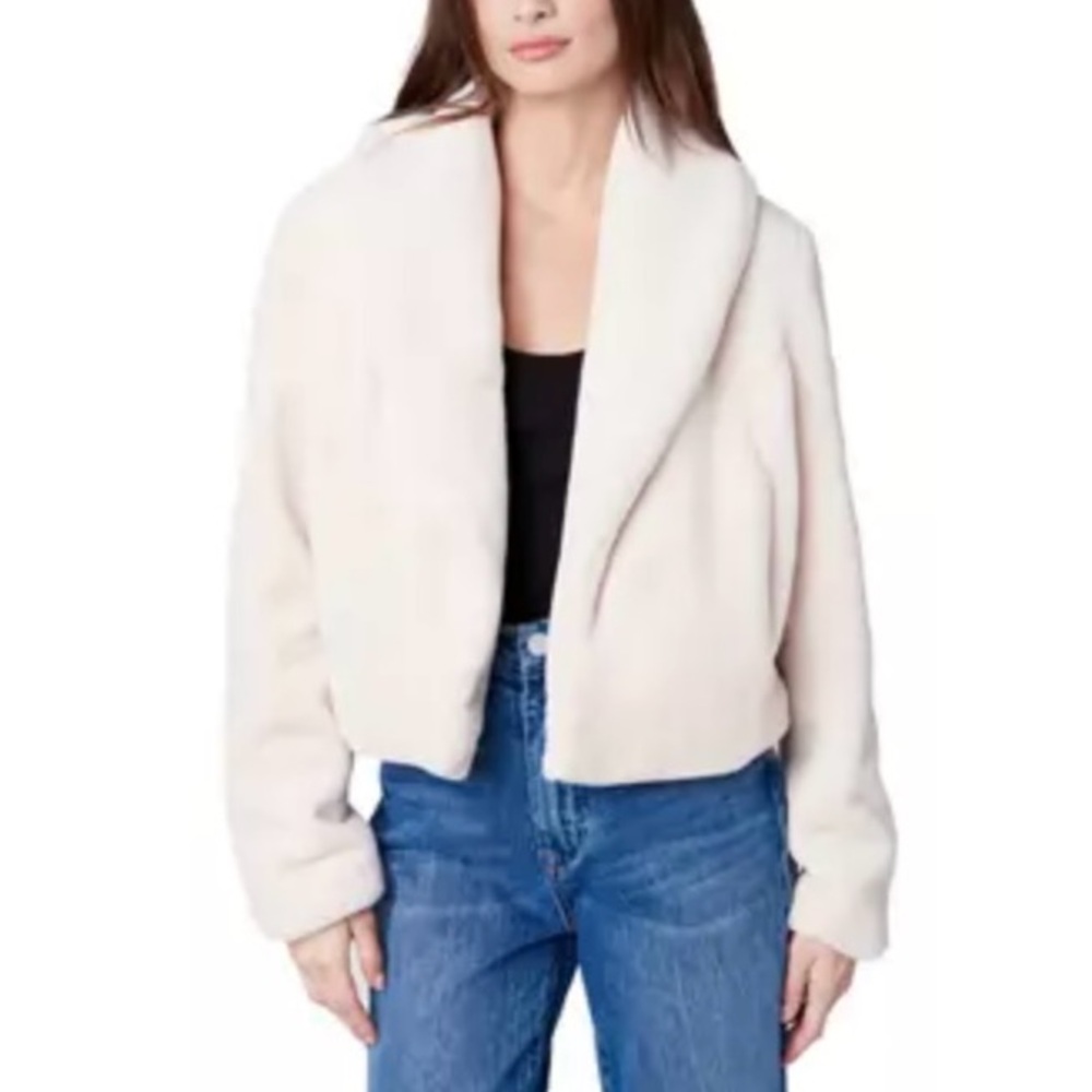 Evereve - Blank NYC - Womens Faux Fur Cropped Jacket - Off White - Size M - NWOT